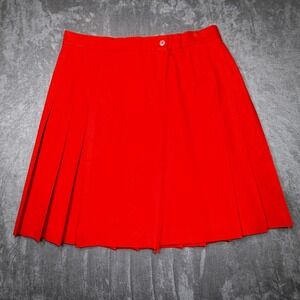 Vtg Talbots Wrap Skirt Red 100% Wool Pleated USA Womens Sz 14 Academia Preppy